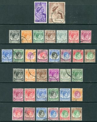 1948/52 Singapore Kgvi 2 X Definitives Sets,  Silver Wedding Set Of Stamps