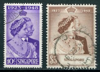 1948/52 Singapore KGVI 2 x Definitives sets,  Silver Wedding set of stamps 3