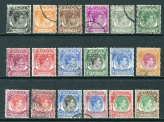 1948/52 Singapore KGVI 2 x Definitives sets,  Silver Wedding set of stamps 5