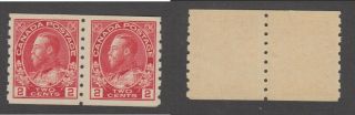 Mnh Canada 2 Cent Kgv Admiral Coil Pair 127 (lot 15709)