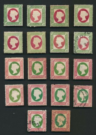 Heligoland Stamps 1867 - 1895 Unchecked Lot From Old Glassine,  Perf,  Largely Vf