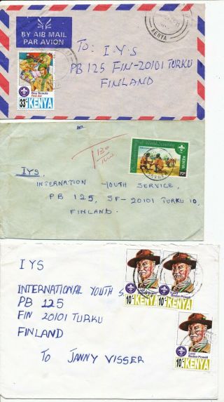 Kenya 1982 - 97 Scout Stamp On 5 Cover To Finland