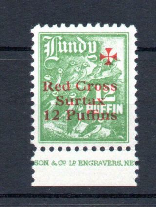 Lundy: 12p Red Cross Overprint Mounted