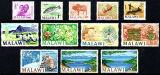 Malawi 1964 Sg215/225a Part Set Of 12 Of 14 Stamps