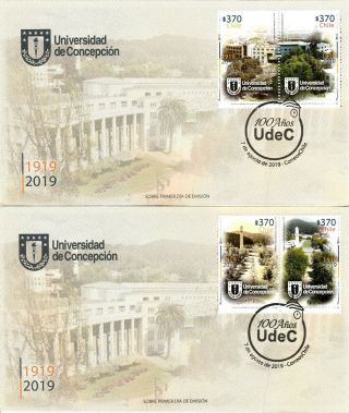 Chile 2019 Set 2 Fdc´s Centennary University Of Concepcion