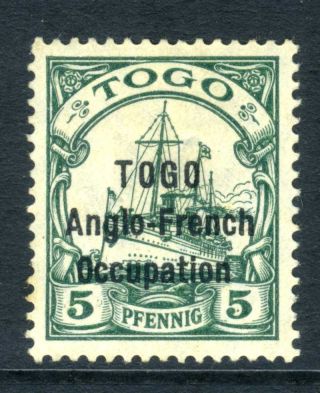 German Colony 1915 Togo Anglo French Occupation 5¢ W/aps Certificate C62