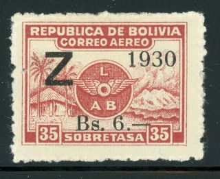 Bolivia Mh Selections: Scott C26 6b/35c Lab Zeppelin Schg (1930) Cv$80,