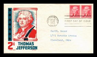 Dr Jim Stamps Us 2c Thomas Jefferson Fdc Ken Boll First Day Cover Pair