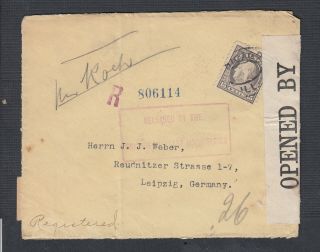 Usa 1916 15c Wwi British Military Censored Cover Chicago To Leipzig Germany