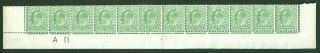 Edward Vii ½d Control A11 Complete Bottom Row Strip Of 12.  Fine Mounted.