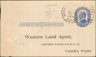 1911 Kerriston & Tacoma Rpo Railroad Post Office Cancel