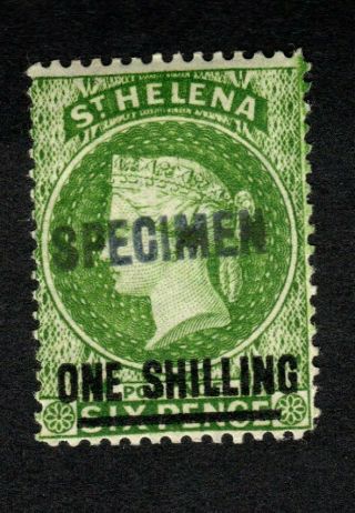 St Helena 1868 Sg18 Spec 1s.  Deep Yellow - Green (type B) Wmk Crown Cc Mm Cat £750