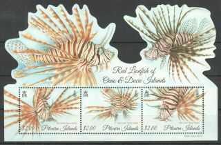 T1034 2015 Pitcairn Islands Marine Life Red Lionfish Pterois Volitans Bl68 Mnh