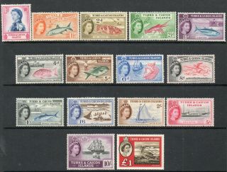 Turks & Caicos Isl 1957 Definitives Sg237 - 253 Lightly Mounted Set Stamps