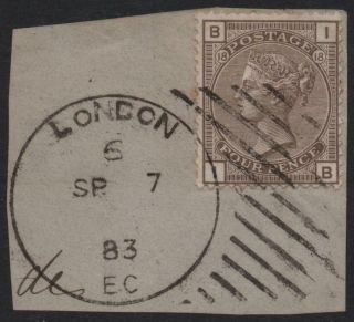 Gb: 1880 - 83 - Sg 160 - 4d Grey Brown Plate 18 - Unusual London Postmark (25960)