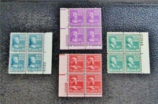 Nystamps Us Plate Block Stamp 817 // 826 Og Nh P Block Of 4 $23
