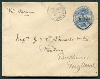 Seychelles 1901 6c/15c Postal Stationery Envelope U.  6 To Reading,  England