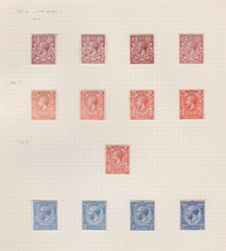 Gb Stamps King George V 1912 Definitives 11/2d - 21/2d Shades Mounted On Page