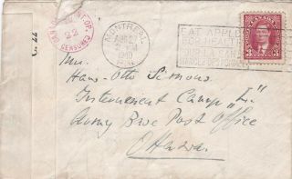 Good Canada 1940 Cover To Wwii German Pow At Camp L Canada Opened By Censor 56