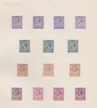 Gb Stamps King George V 1912 Definitives 3d - 6d Shades Mounted On Page