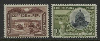 Peru 1938 Airmail 5s,  10s High Values Sc C60 - C61 Mh Cv $88