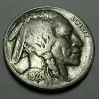 1928 P Indian Head " Buffalo " Nickel F - Fine