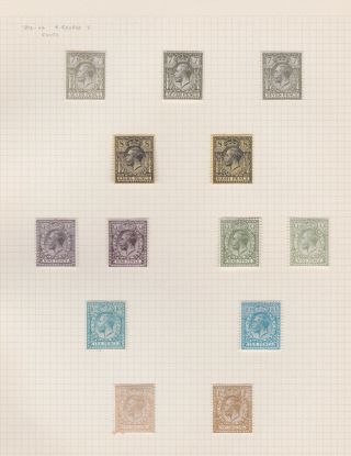Gb Stamps King George V 1912 Definitives 7d - 1/ - Shades Mounted On Page