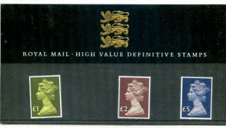 1987 Machin High Values Great Britain Royal Mail Presentation Pack 13 Freepostuk