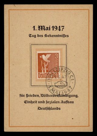 Dr Who 1947 Germany Fdc Leipzig Maximum Card Day Of Unity E67684