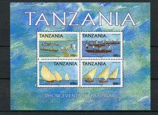 Tanzania 2004 Mnh Dhow Events In Zanzibar 4v M/s Sailing Boats Ships Stamps