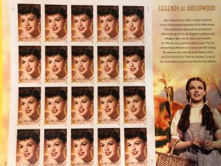 Stamps.  Sheet.  4077.  Legends Of Hollywood.  Judy Garland.  Cv $32.  50.  Fv $7.  80