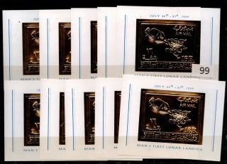 // 10x State Of Oman - Mnh - Gold Stamps - Imperf - Space - Spaceships