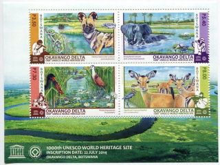 Botswana Stamp 2015 Okavango Delta 1000th Unesco S/s Sheet