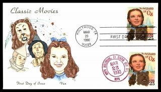 Mayfairstamps 1990 Us Fdc Wizard Of Oz Van Hand Painted Dual Cancels First Day C