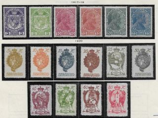 16 Liechtenstein Stamps From Quality Old Album 1917 - 1920
