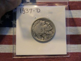 1937 D Indian Head/Buffalo Nickel.  A looking coin Some wear.  82 years old 2