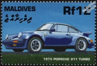 1975 Porsche 911 Turbo Automobile Sports Car Stamp (2000 Maldives)
