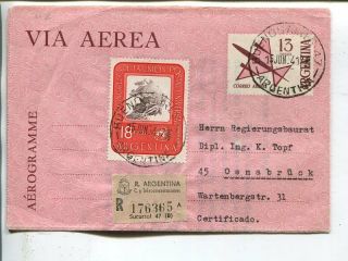 Argentina Uprated Reg Aerogramme To Germany 1964
