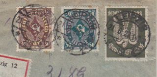 GERMANY DR 1923 (21.  6. ) REG.  INFLAT.  COVER LEIPZIG INCL.  Mi 237 (correct rate) EXPERT. 3