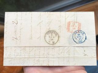Rare Portugal Folding Letter Cover Lisbon To Genoa Italy 1857 - 1858 2