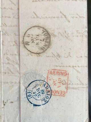 Rare Portugal Folding Letter Cover Lisbon To Genoa Italy 1857 - 1858 5