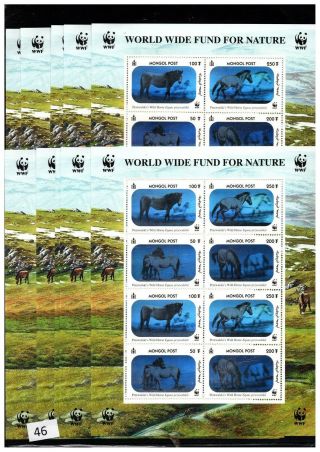== 10x Mongolia - Mnh - Wwf - Horses