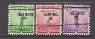 Delaware Precancels: Full Set Of Defense Issue - Frankford 704