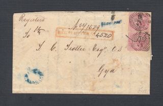 India 1861 Bank Of England Calcutta Bengal Registered Folded Letter To Gya