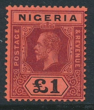 Sg 12 Nigeria 1914 - 29 £1 Deep Purple & Black / Red Fine Unmounted