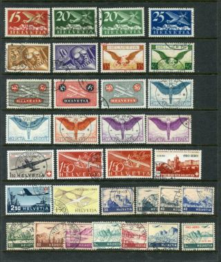 Switzerland Early Airmail Fine Lot 33 Stamps