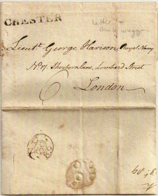 1789 Chester Cheshire Straight Line Entire 6d - London Re Clothes Wagon Mail,  Navy