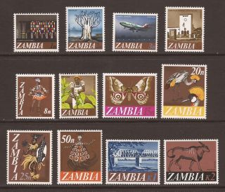 Zambia 1968 Sg129/140 Decimal Currency Set Mnh (jb3755)