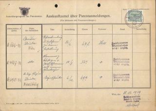 Germany Nazi Era Document Revenue Patent Office Reichspatentamt Wien Austria