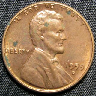 1959 D Us Lincoln Memorial Cent Copper Coin